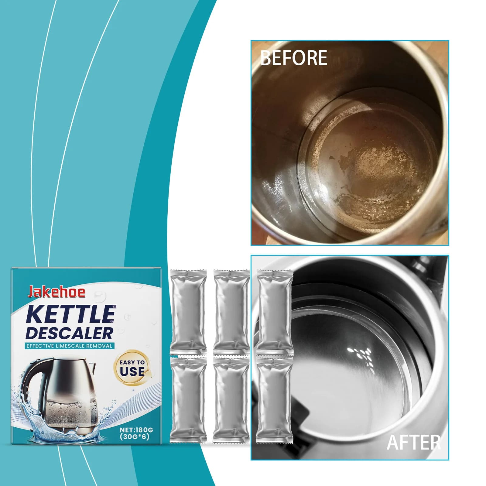 6/12/18PCS Bollitore Disincrostante in Polvere-Rimozione rapida di calcare per Bollitori elettrici e in acciaio inossidabile-Restori per la lucentezza, Formula sicura per alimenti