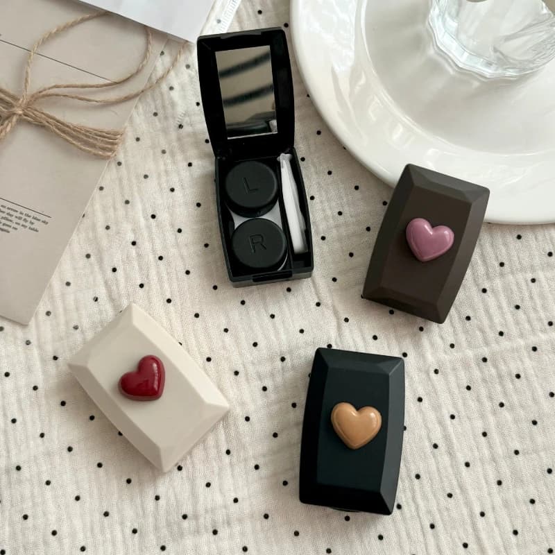 Black Elegant Lens Container Women Cute Contacts Lens Case Men Color Contact Lenses Storage Box Portable Travel Set