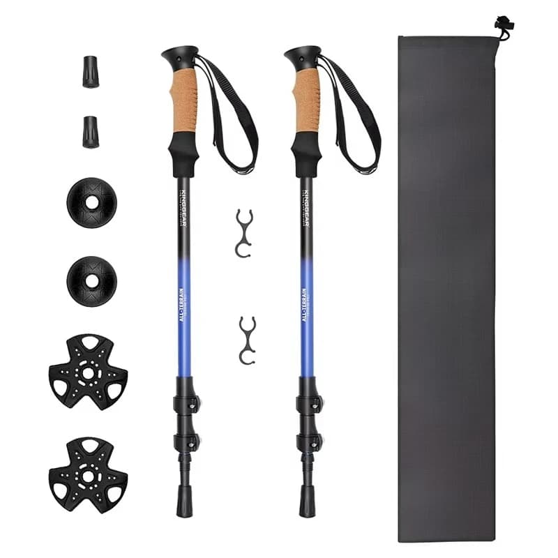 Outdoor Custom Logo 3-section Telescopic Trekking Hiking Pole Manufacturers Aluminum Walking Sticks Trekking Pole