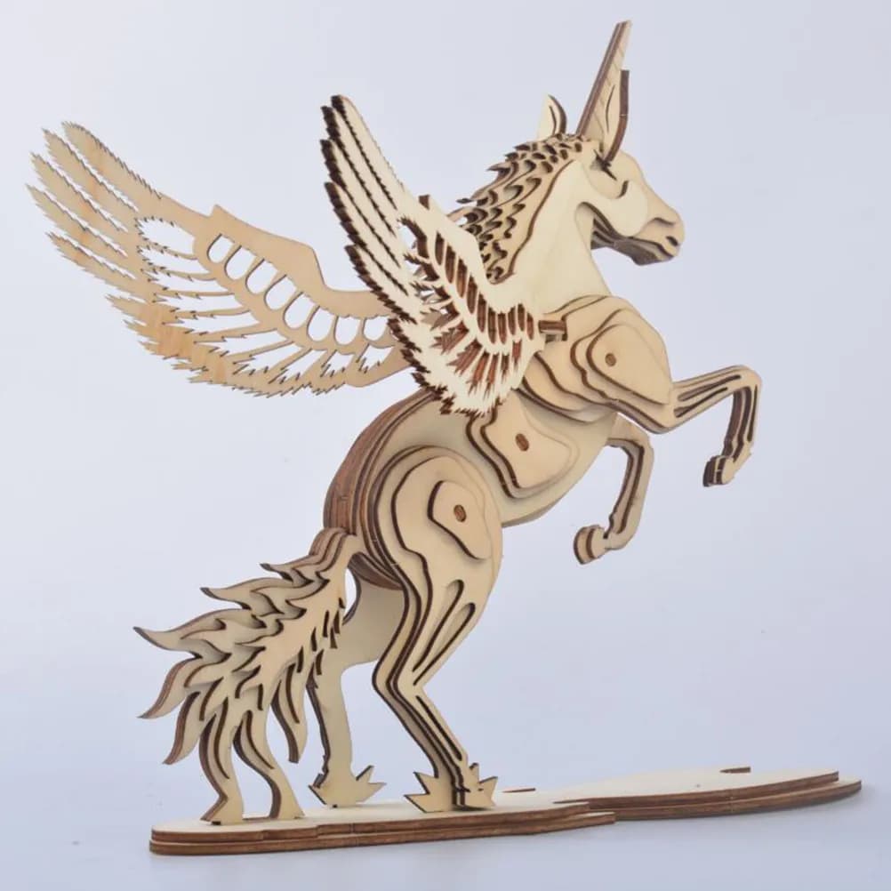 Educational Wooden Unicorn Puzzle 3D DIY Kids Learning Activity for Family Bonding Birthday Christmas Gift Spatial Reasoning