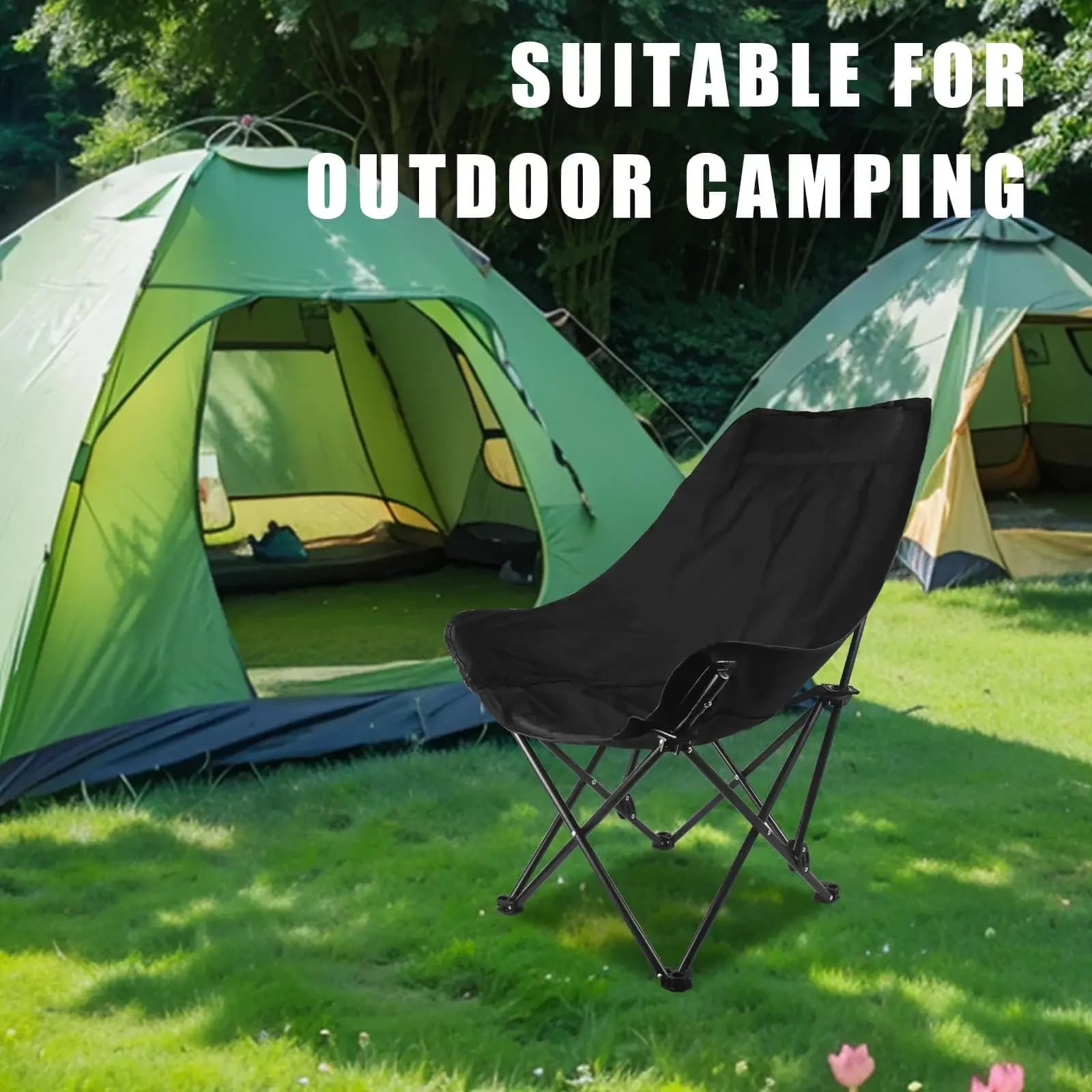 Sedia a sdraio pieghevole con schienale alto, con cuscino per il relax all'aperto e il picnic