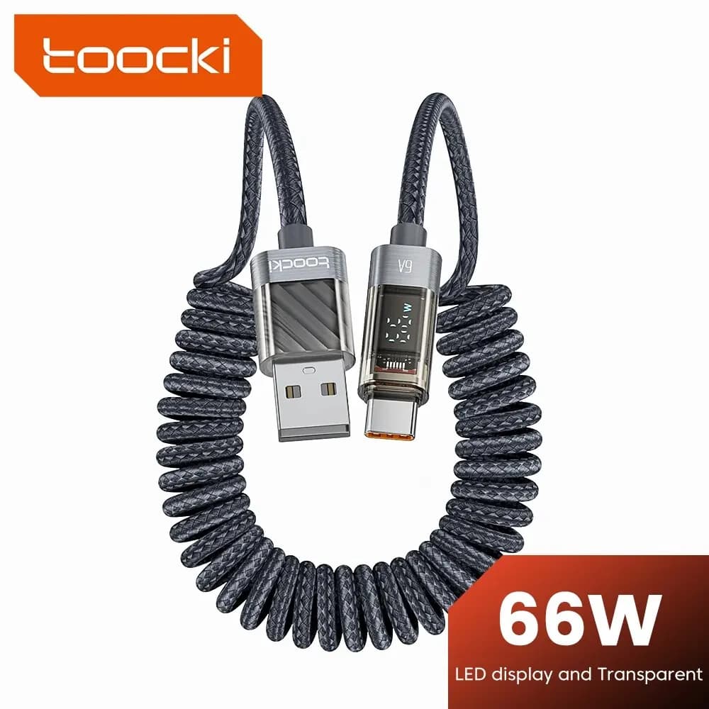 Toocki USB tipo C cavo 66W Display 6A caricabatterie a ricarica rapida cavo USB C trasparente cavo dati per Huawei Xiaomi Samsung Realme
