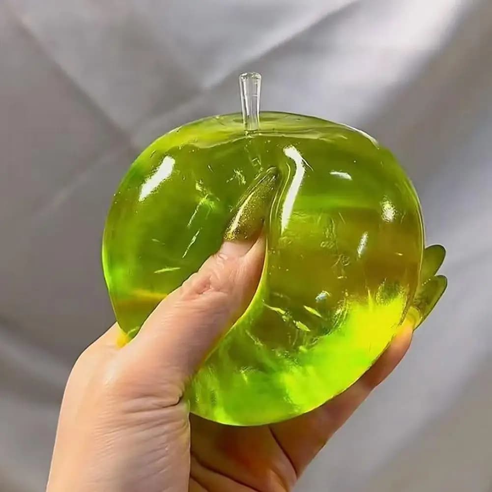 Pallina Antistress Morbida a Forma di Mela Verde, Giocattolo Sensoriale Trasparente a Lenta Risposta per Adulti e Bambini