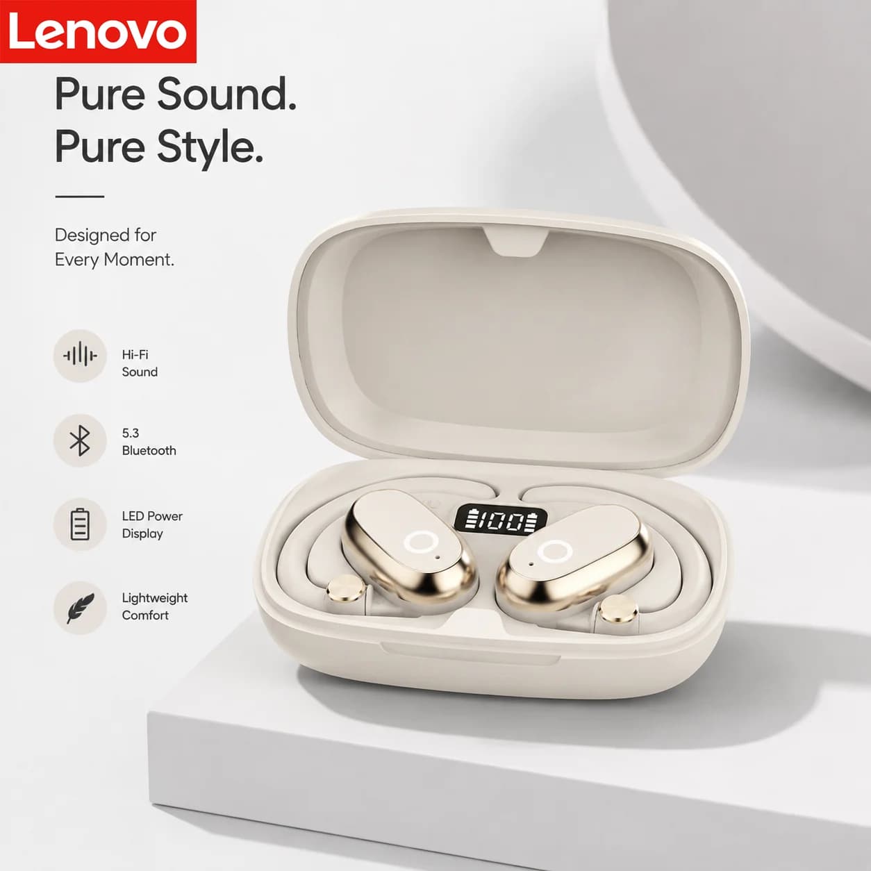 Lenovo XT53 Earhook Headphones Bone Conduction Wireless Bluetooth HD Stereo Music Game Noise Reduction Earphones Sport Earbuds
