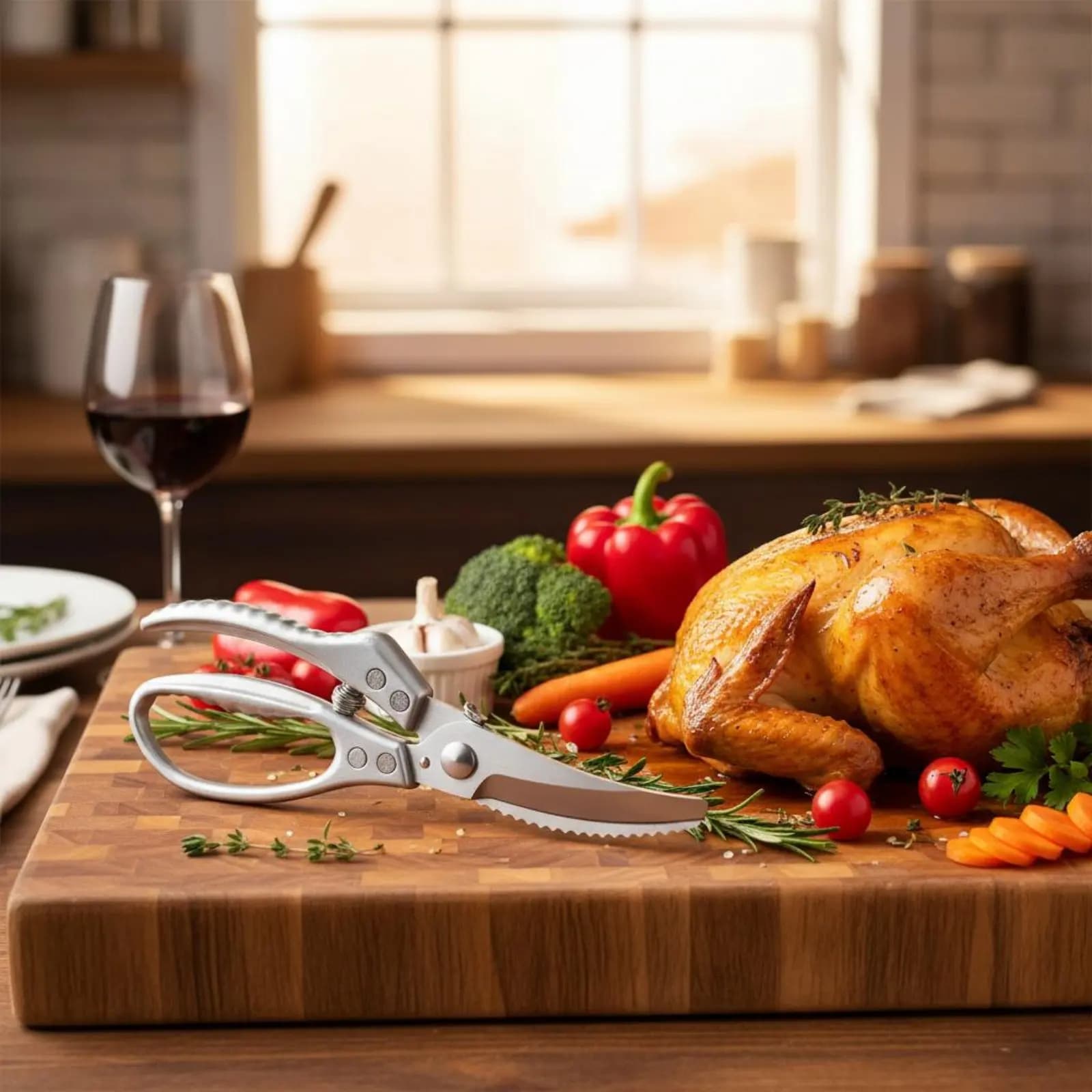 Forbici per Ossa di Pollo con Lama Affilata, Cesoie Robuste per Pollame, Forbici da Cucina Multifunzionali con Impugnatura Ergonomica per Cuochi Casalinghi