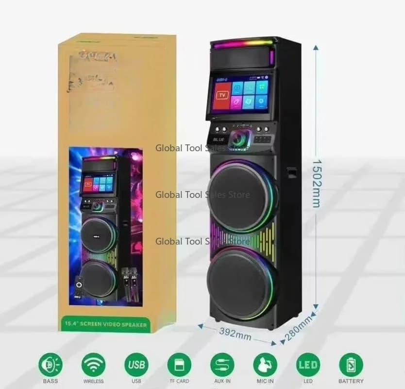 Altoparlante per Feste DJ da Esterno con Schermo Touch - Macchina per Karaoke con Display - Altoparlante Karaoke con Schermi - Bocina con Schermo