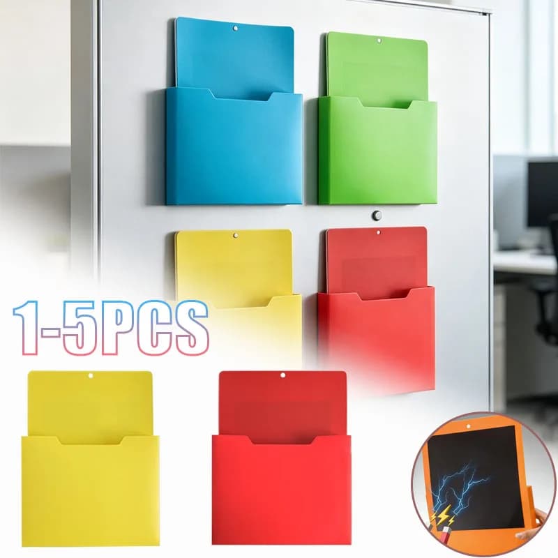 1-5PCS Magnetic Document Holder Wall Mount File Box for Office Home Desk Organizer Steel Rack for Papers Folders