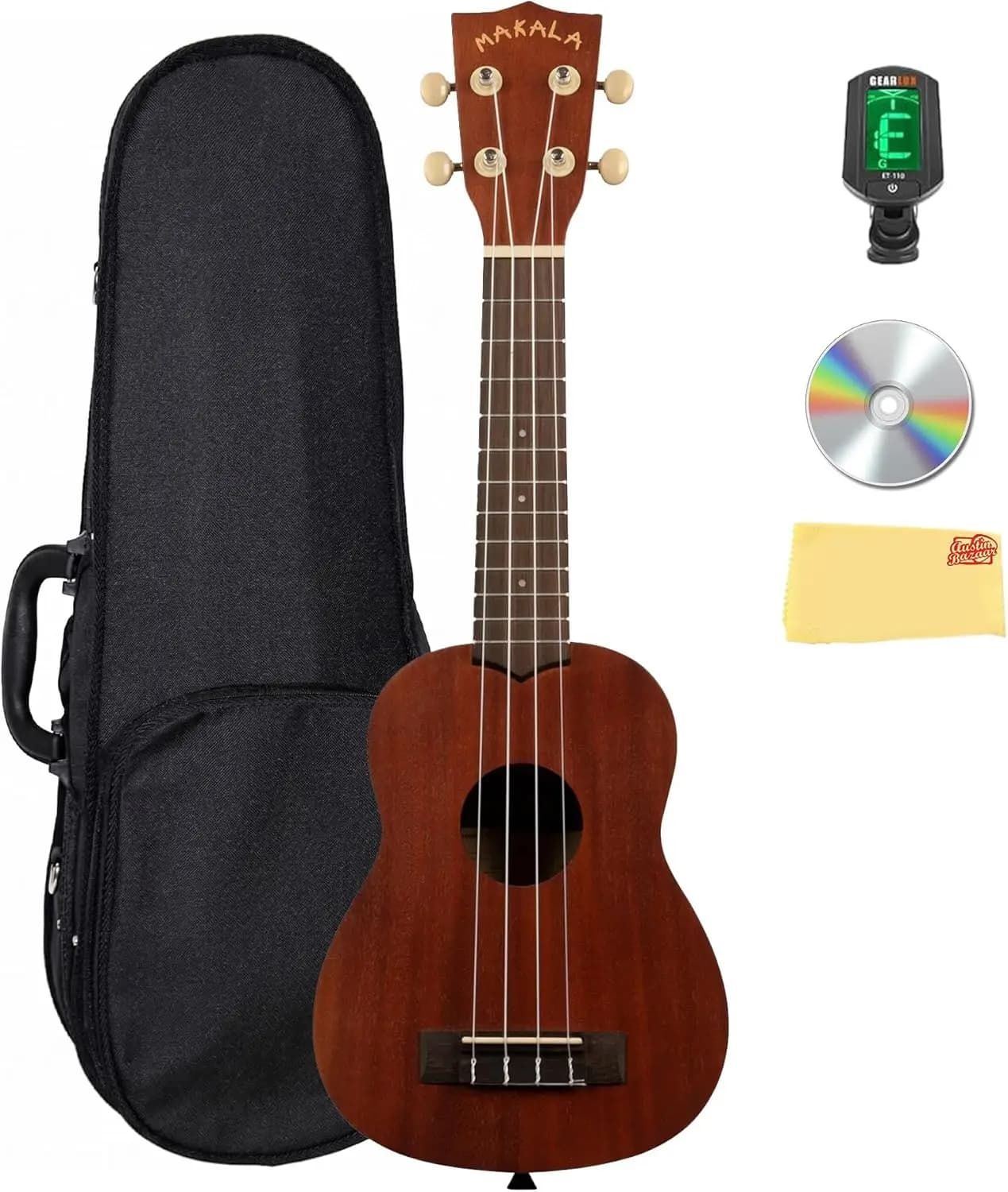Ukulele Bundle with Case, Tuner, Instructional DVD, and Polishing Cloth