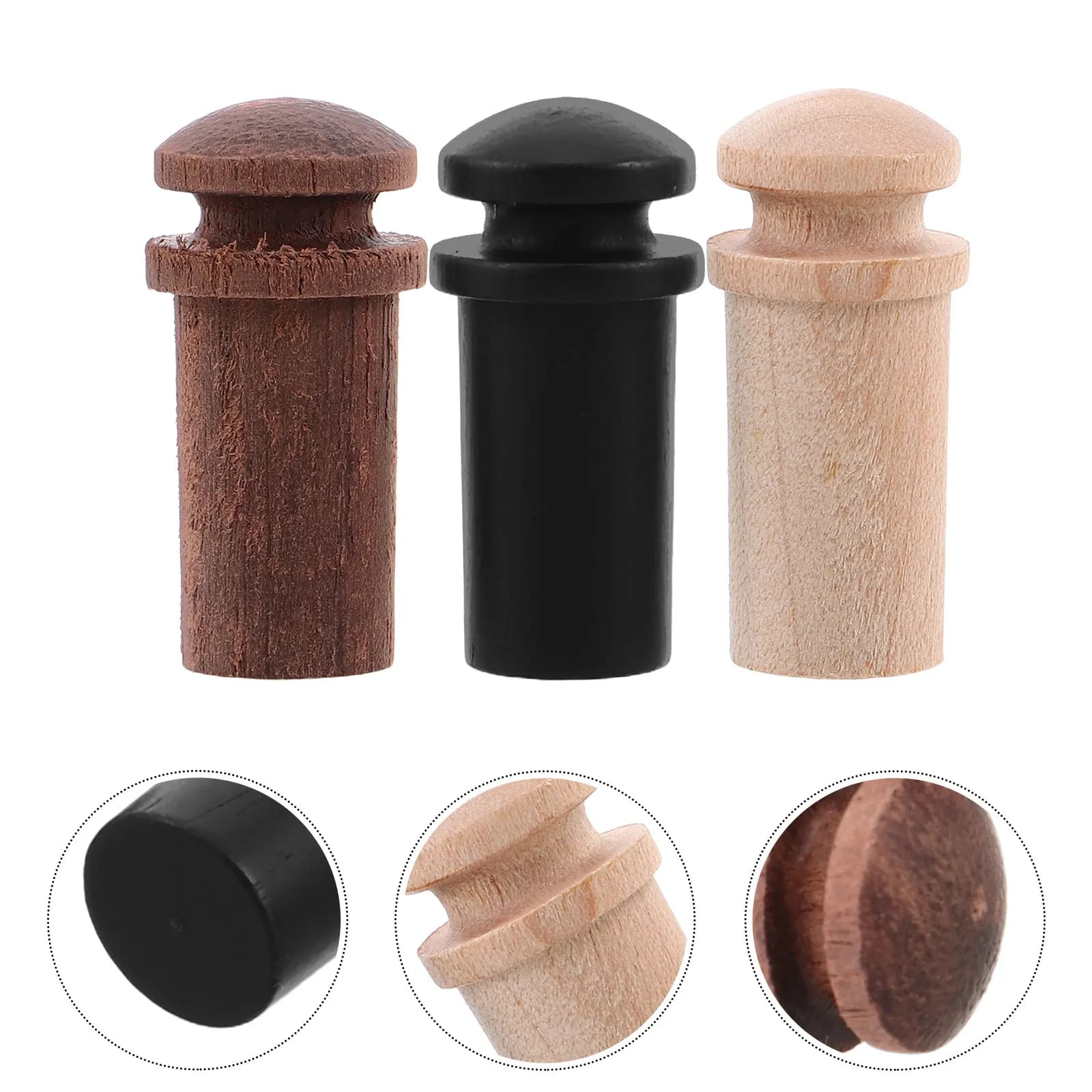 3 Pezzi Bloccacinghia per Chitarra in Legno di Rosa, Acero, Ebano - Ricambi Sicuri Antiscivolo per Chitarra Acustica, Elettrica, Basso, Ukulele