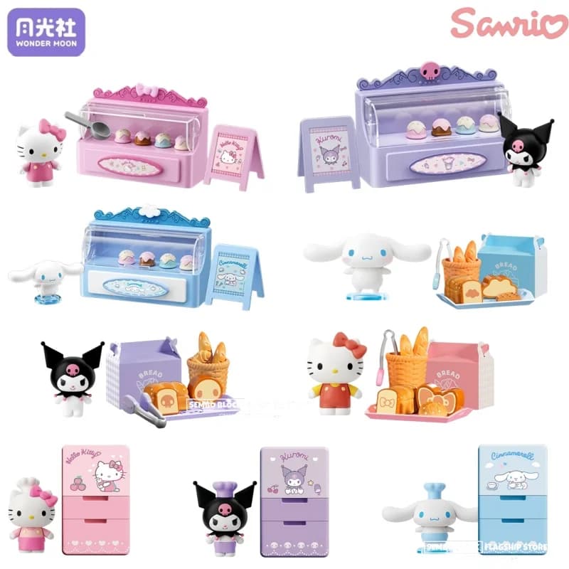 Sanrio Hello Kitty Ice Cream Assembled Building Blocks Pretend Play Series Kuromi Cinnamon Dog Block Toy Set Holiday Gift