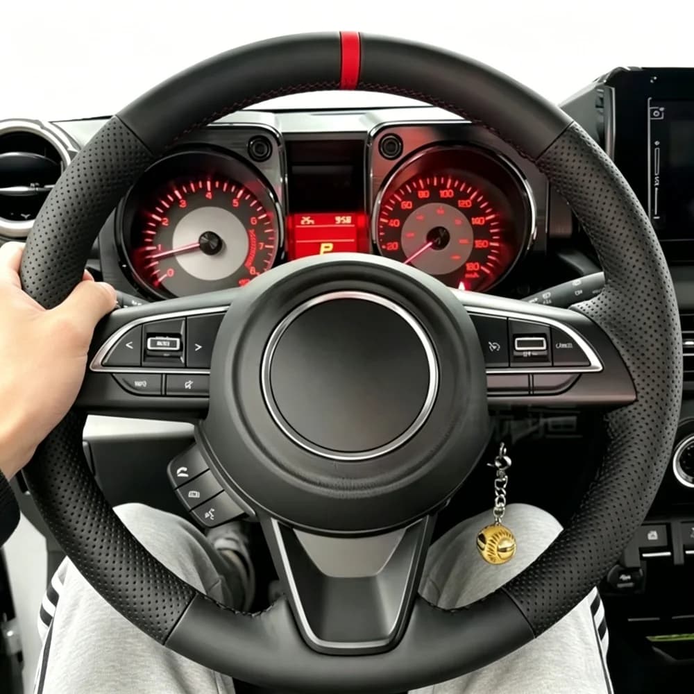 Coprivolante in Pelle Microfibra Cucito a Mano, Resistente all'Usura e Antiscivolo, per Suzuki Jimny 2019-2025, Accessori Auto