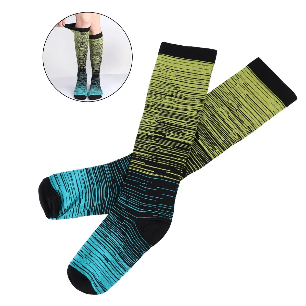 Calze lunghe al ginocchio premium da donna, alla moda, sportive, femminili ed eleganti, per calcio, pallavolo, cheerleading, corsa
