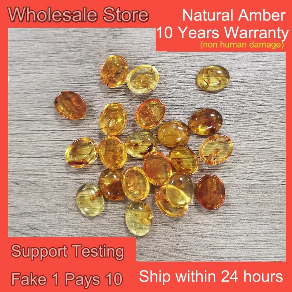 Ambra Naturale di Fabbrica, Meraviglie Botaniche, Ovale 12x10/9x7MM, Gemme Ecologiche per Creazione Gioielli: Anelli, Orecchini, Collane, Ciondoli