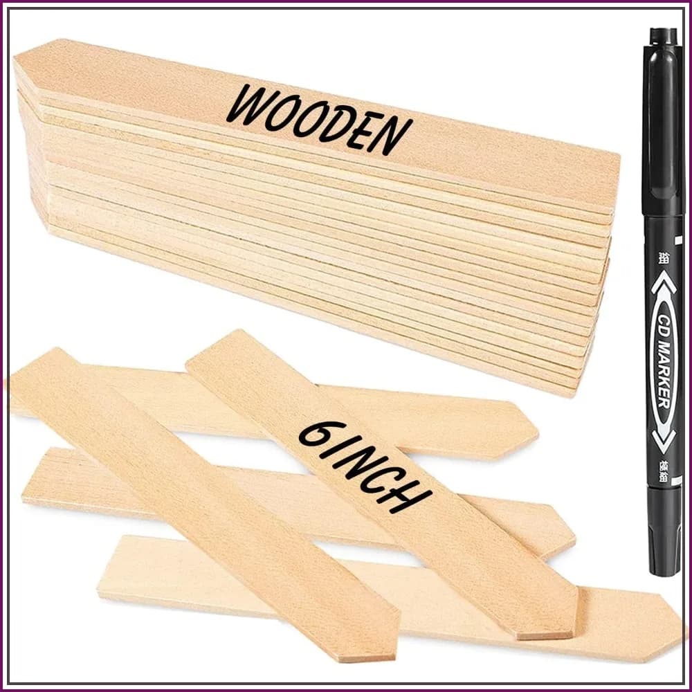 50Pcs Wooden Plant Labels 6 Inch Garden Markers Waterproof Seed Sticks for Seedling Vegetables Flowers