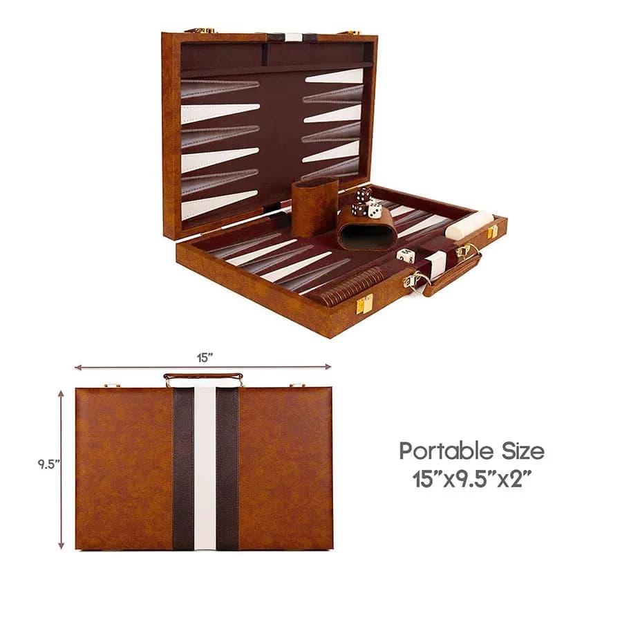 Vendita diretta in fabbrica di scacchi portatili da tavolo per intrattenimento casual di set da backgammon, set da gioco da tavolo classico da backgammon,