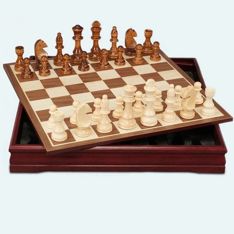 Set di scacchi in legno Gioco di scacchi di lusso Scacchiera in legno King Altezza 70/110 mm Pezzi degli scacchi in legno Scacchi Puzzle Grandi giochi da tavolo
