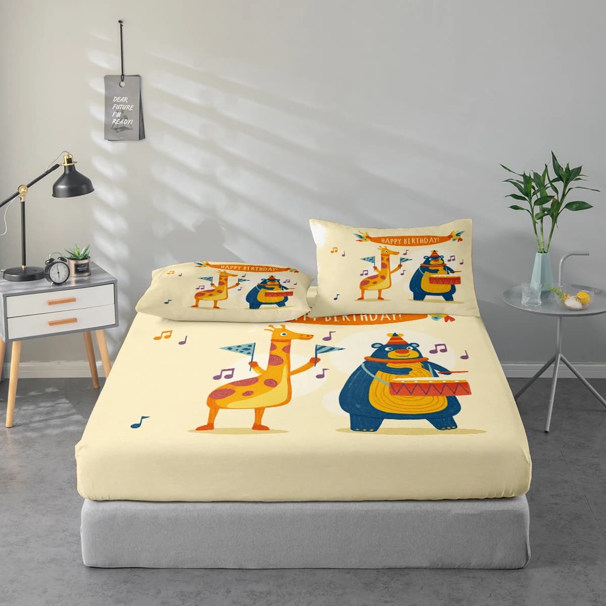 Set di lenzuola con stampa di simpatici animali dei cartoni animati, protezione per materasso e combinazione di federe, set di lenzuola stampate ad alta definizione include 1 lenzuolo + 1 o 2 federe (1 federa per 60*100 cm e 2 federe per 72*132 cm, le altre misure sono 2 federe), adatto per camera da letto e stanza degli ospiti, biancheria da letto in poliestere ultra morbido, lavabile in lavatrice, utilizzabile in tutte le stagioni.