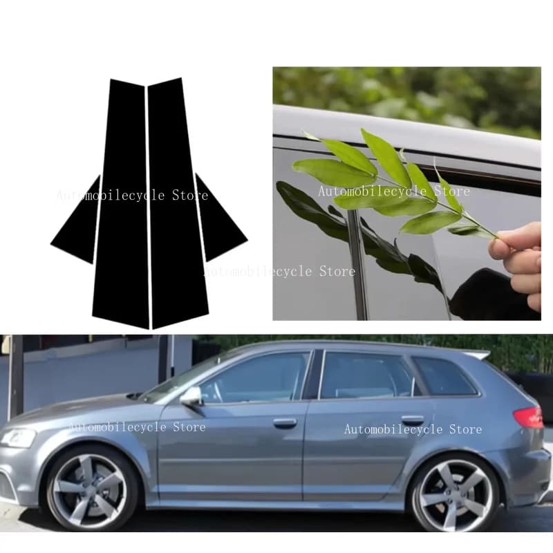 4 Pezzi Copri Montanti Neri Lucidi per Audi A3 S3 RS3 4 Porte 8P 2003-2013, Finiture Lucide per Montanti Finestrini Auto