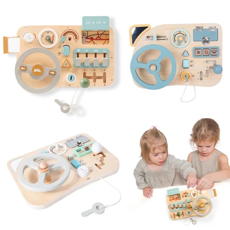 Giocattoli Montessori in legno per bambini volante occupato bordo giocattoli sensoriali in legno per bambini attività di apprendimento in età prescolare
