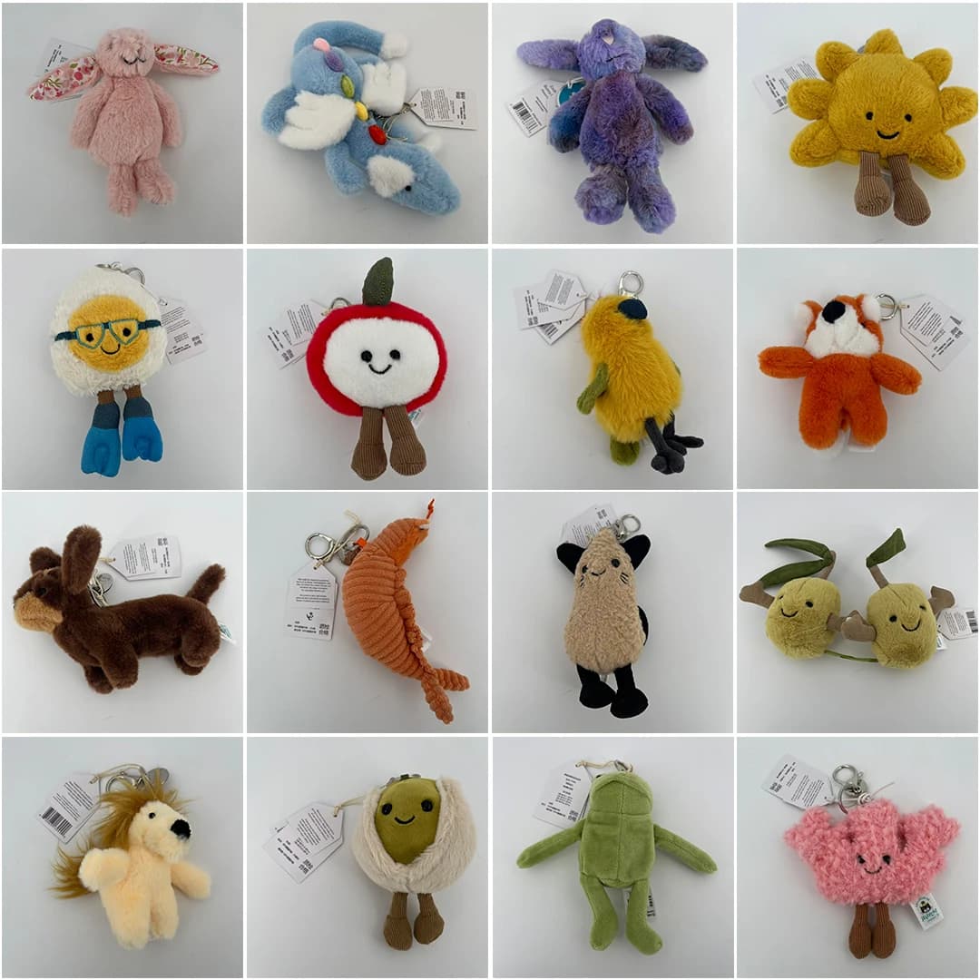 Tea bag,Marshmallow Keychain Watermelon, croissant, cotton candy, cake, peanut Cherry Pendant Croissant Keychains birthday Gifts