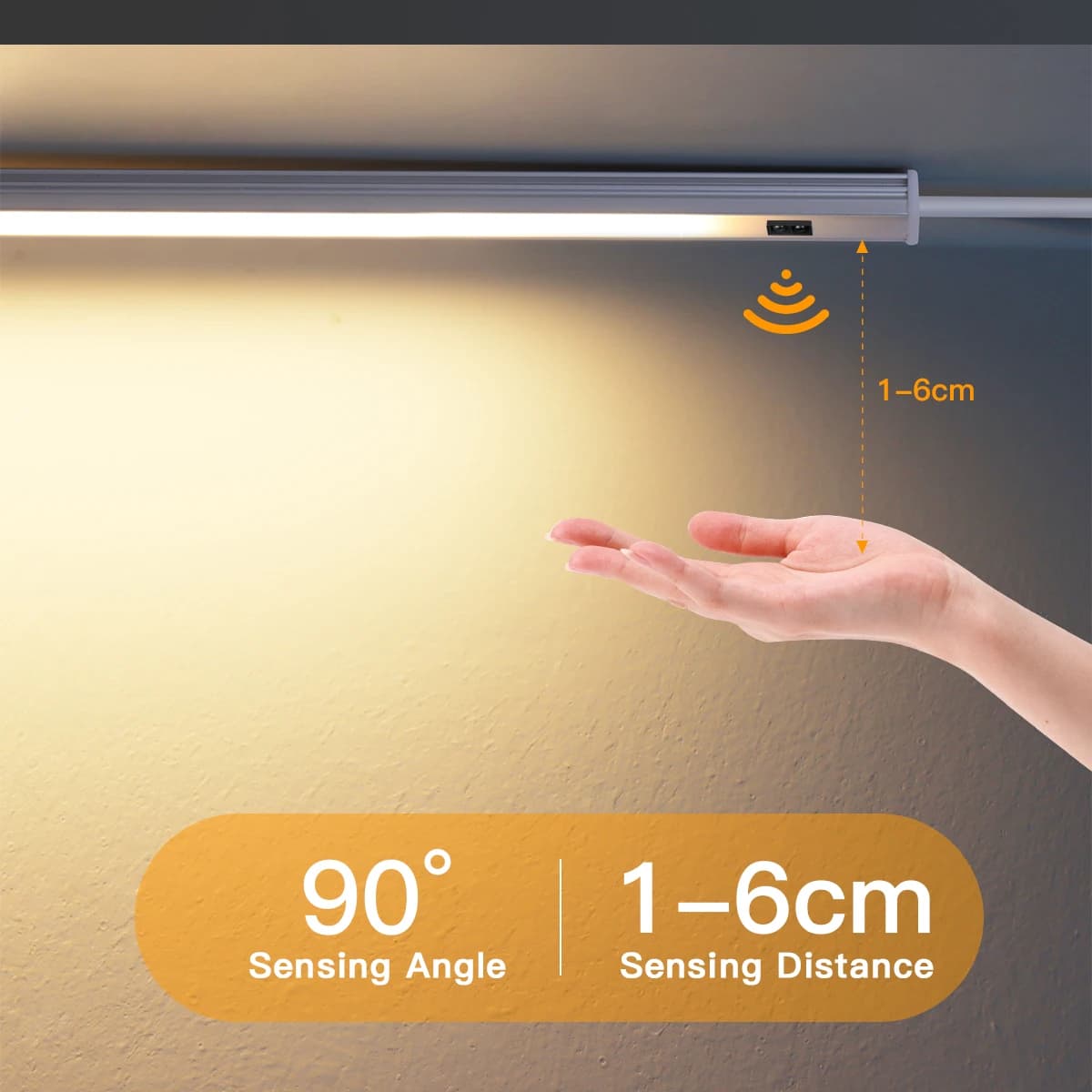 Barra luminosa a LED con interruttore a grilletto touchless a onda manuale, illuminazione sotto il bancone Lampada notturna alimentata con presa USB per scrivania, lavandino, banco da lavoro