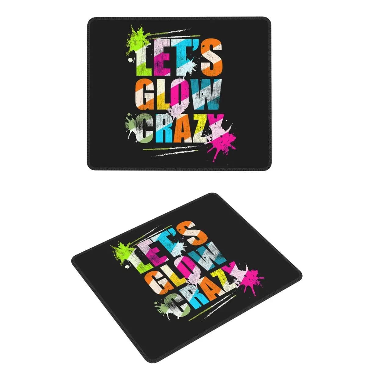 Let's Glow Crazy Neon Party Light Rave Mouse Pad Tastiera per computer Tappetino per mouse Tappetino per scrivania per PC da gioco Tappetini per tavolo da ufficio