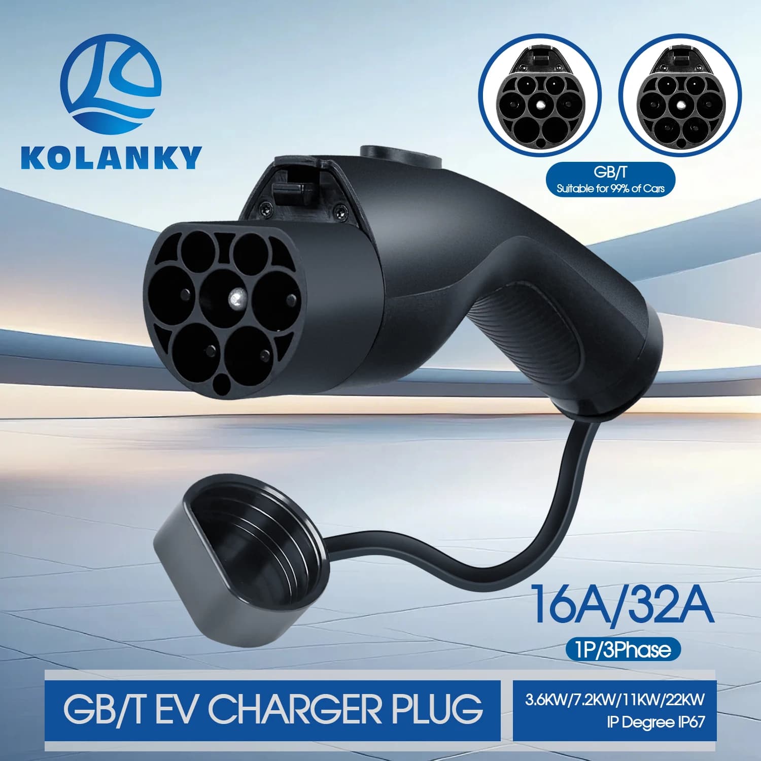 Presa di ricarica EV Kolanky GBT 32A 7.2KW, ricambio per stazione di ricarica domestica EV