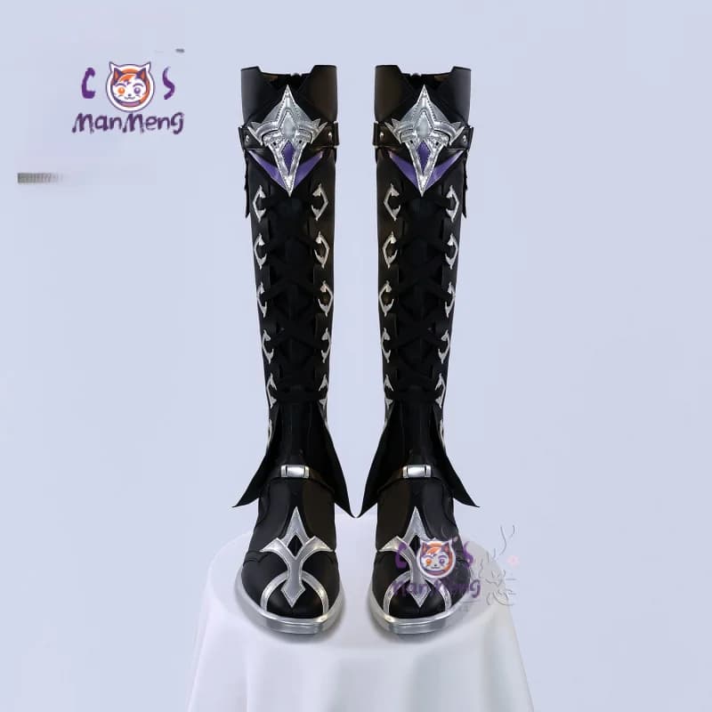 Kyryll Chudomirovich Flins Cosplay Genshin Impact Scarpe Festa di Halloween Nuovi stivali lunghi in pelle alla moda Uomo Donna Tacchi alti
