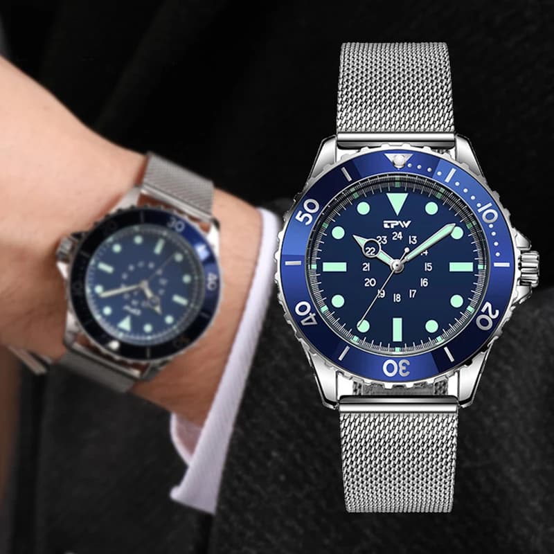 Men's Multifunction Quartz Wrist Watch, Bright, Waterproof, Working, With Silicone Strap, Nylon And Steel, For Men And Students