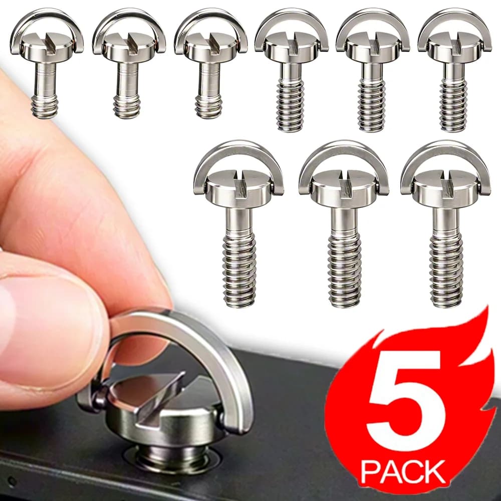 5-1Pcs 1/4'' D-Ring Camera Quick Release Screw Adapter for Camera Tripod Handheld Gimbal Monopod Plate Mounting Fixing Screws
