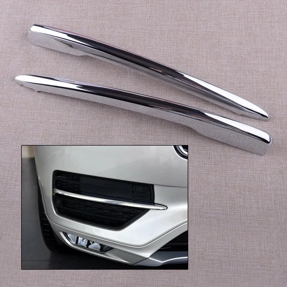 1 Pair ABS Chrome Front Fog Lamp Light Cover Trim Strip Fit for Volvo XC90 2015-2019