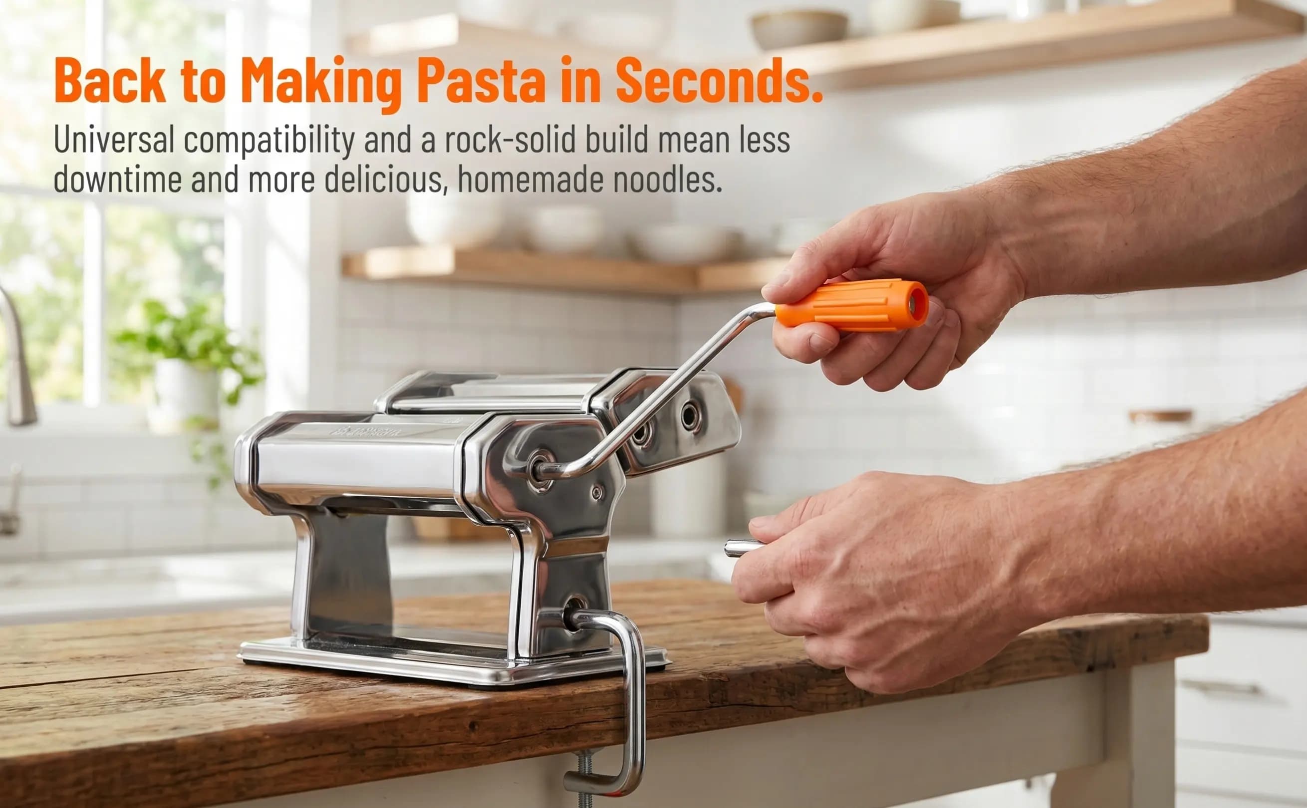 Heavy Duty Pasta Maker Handle Replacement Solid Metal Rolling Crank for Homemade Noodle Making Machines Versatile Pasta Making
