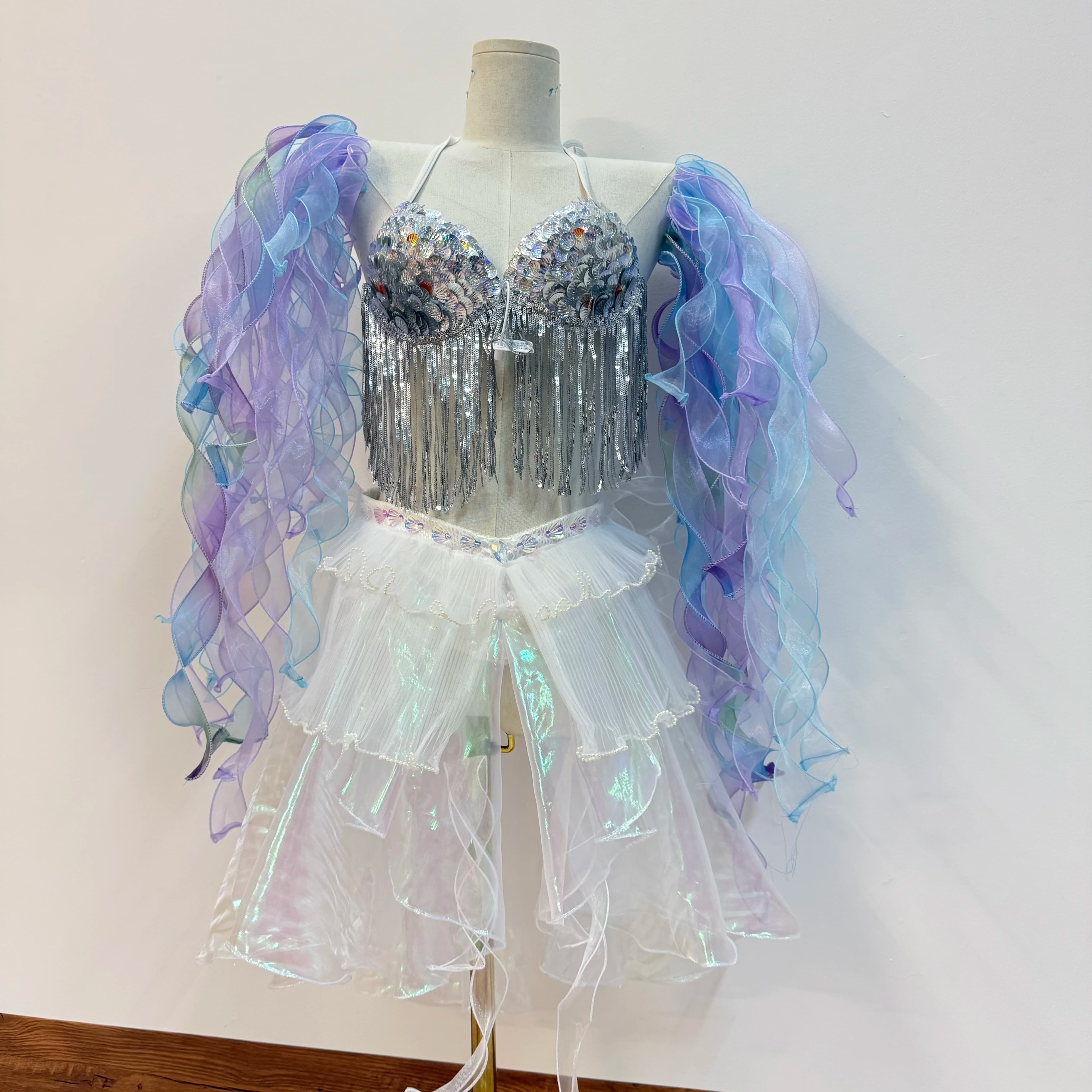 Bikini Ariel Fatto a Mano, Costume da Sirena con Glitter per Spettacoli Acquatici, Costume da Bagno per Vacanze Hawaiane e Spiaggia