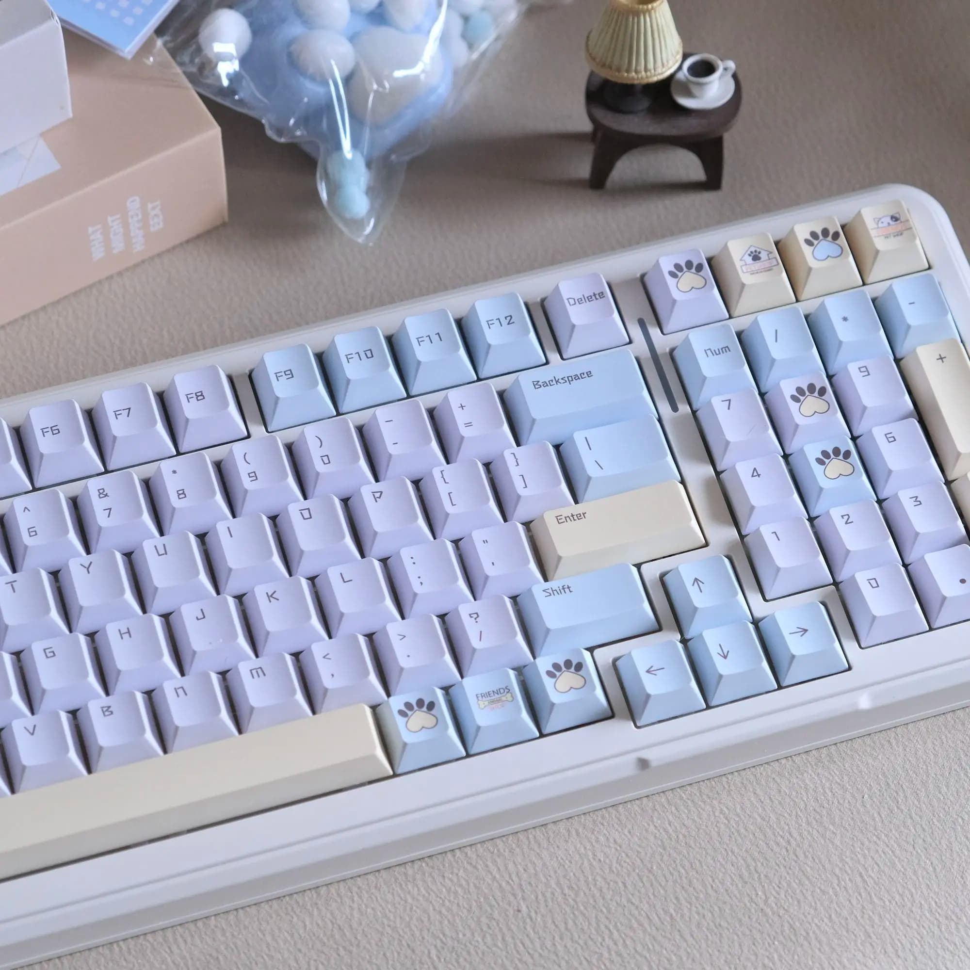 Keycap Originale con Effetto Vibrante, Altezza Standard, Materiale PBT, Stampa a Sublimazione a Caldo, Set di 132 Tasti per Tastiera Meccanica