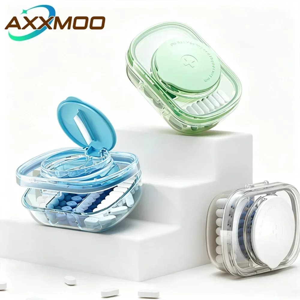 1PCS Pill Cutter Box Portable Drug Box Tablet Cutter Splitter Medicine Pill Holder Pill Cutter Box