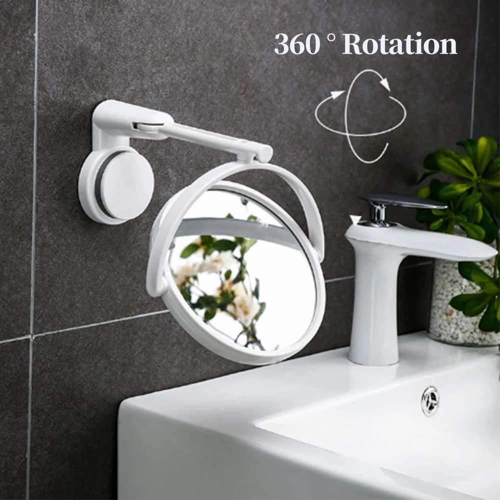 Double Side Makeup Mirror Wall Mounted Folding Arm Extend Bathroom Mirror 3X Magnification 360 Degree Rotation