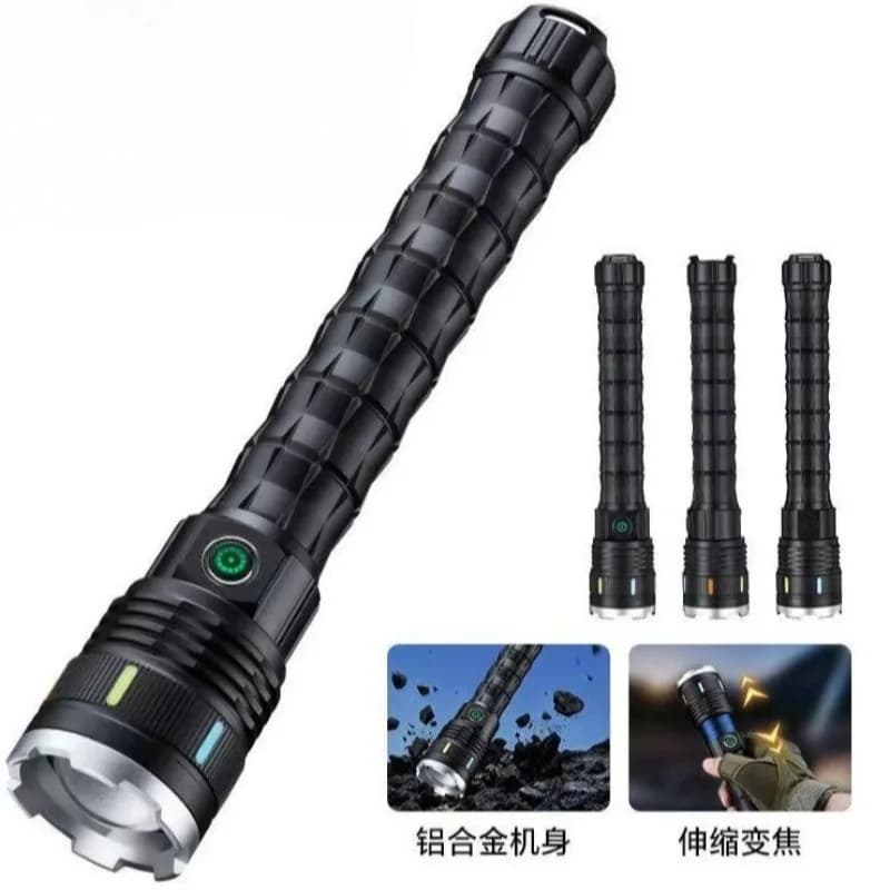 Explosion Proof Zoom Flashlight Telescopic Long Aluminum Torch Large Capacity Battery Military Rechargeable Outdoor Lamp