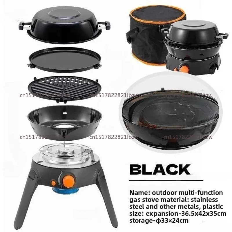 Outdoor Multi-function Stove Camping Barbecue Grill 6-piece Set Folding Picnic Equipment Surrounding Stove Tea Oven