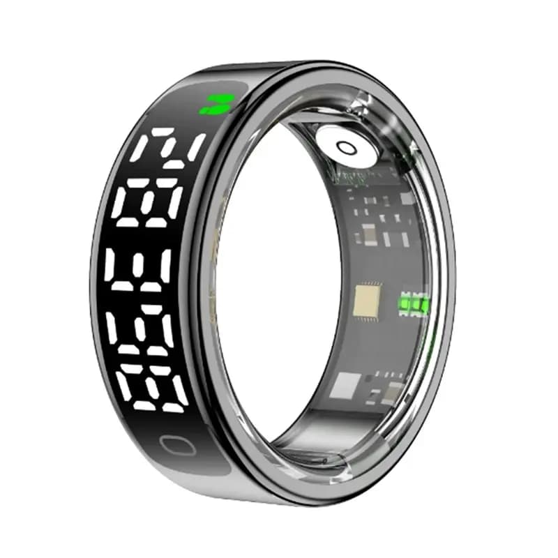 ABHS-Smart Ring con display multifunzionale, anello unisex con monitoraggio della frequenza cardiaca, dell'ossigeno nel sangue e del sonno per Android e iOS 13
