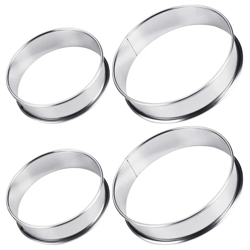 Set di 4 Anelli per Salse Pizza in Acciaio Inox, Resistenti al Calore, Utensili da Cucina per Pasticceria, Stampi per Muffin
