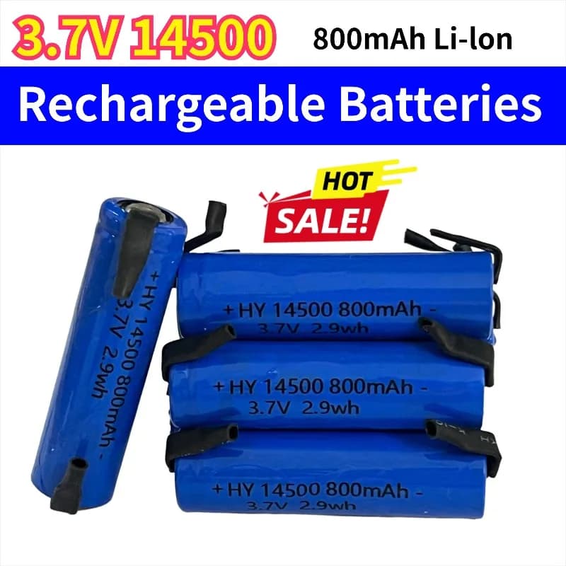 Batteria al litio 14500 3.7V 800mAh con saldatura per spazzolino elettrico torcia rasoio barbiere batteria ricaricabile