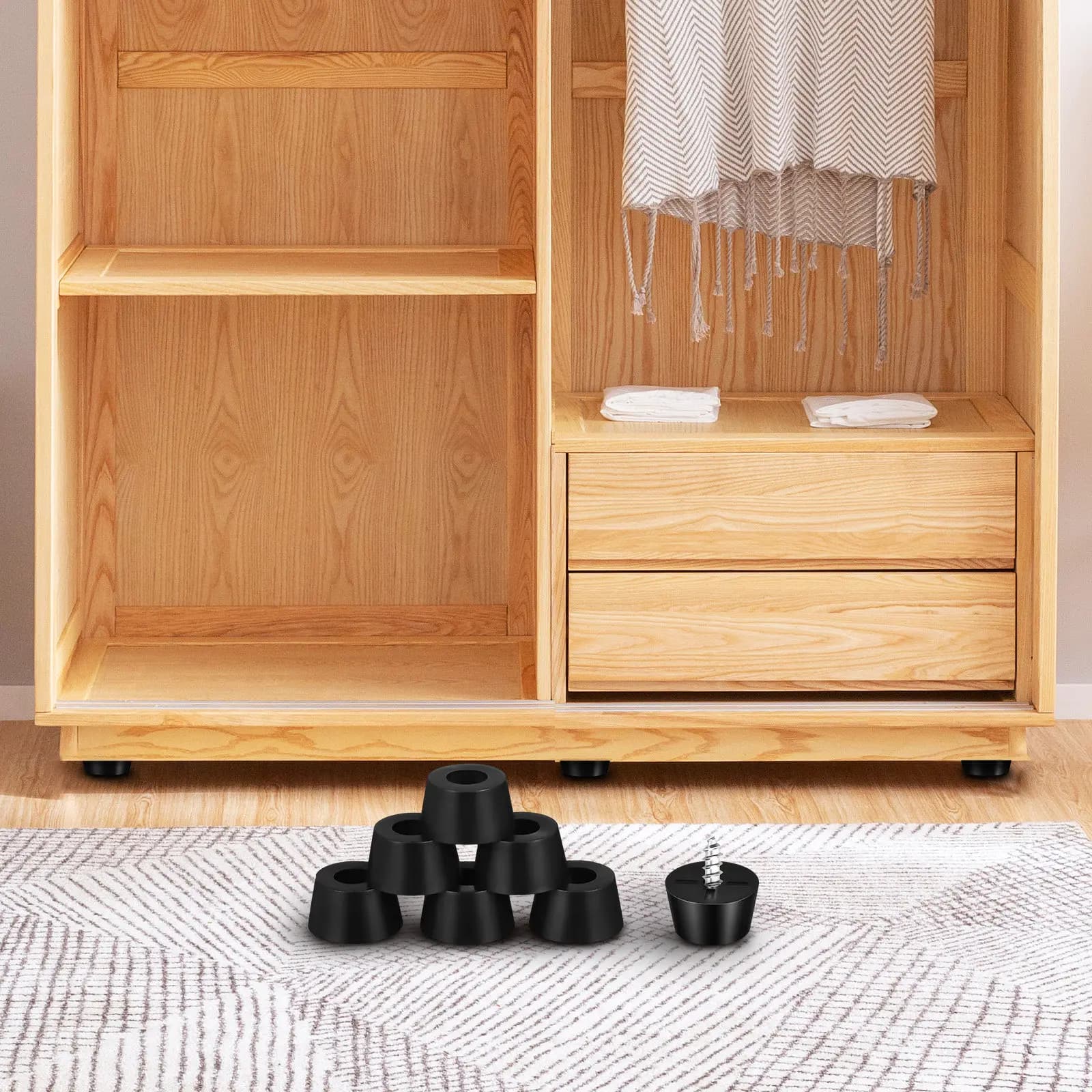120 Set di Piedini in Plastica Premium per Mobili, Elettrodomestici, Taglieri, Gambe di Sedie e Tavoli, Antiscivolo con Regolazione dell'Altezza