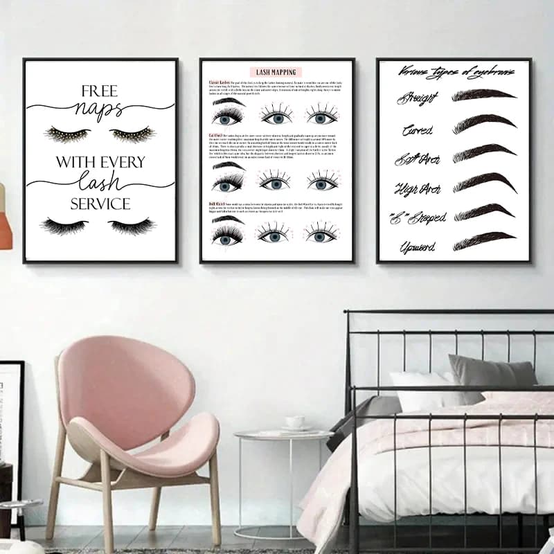 Estensioni delle ciglia guida tecnica Poster e stampe trucco Wall Art Picture Room Decor ciglia Business Form Art Canvas Poster