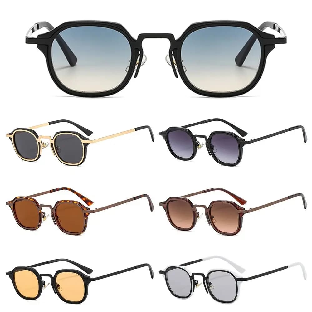 Vintage Metal Frame Small Square Sunglasses UV400 Protection Y2K Punk Shades Driving Sun Glasses for Women & Men
