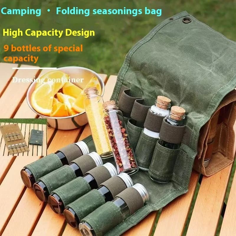 Contenitori per spezie da campeggio con chiusura sottovuoto - Kit di spezie da viaggio definitivo per avventure all'aria aperta! Kit di spezie da campeggio portatile, stagione