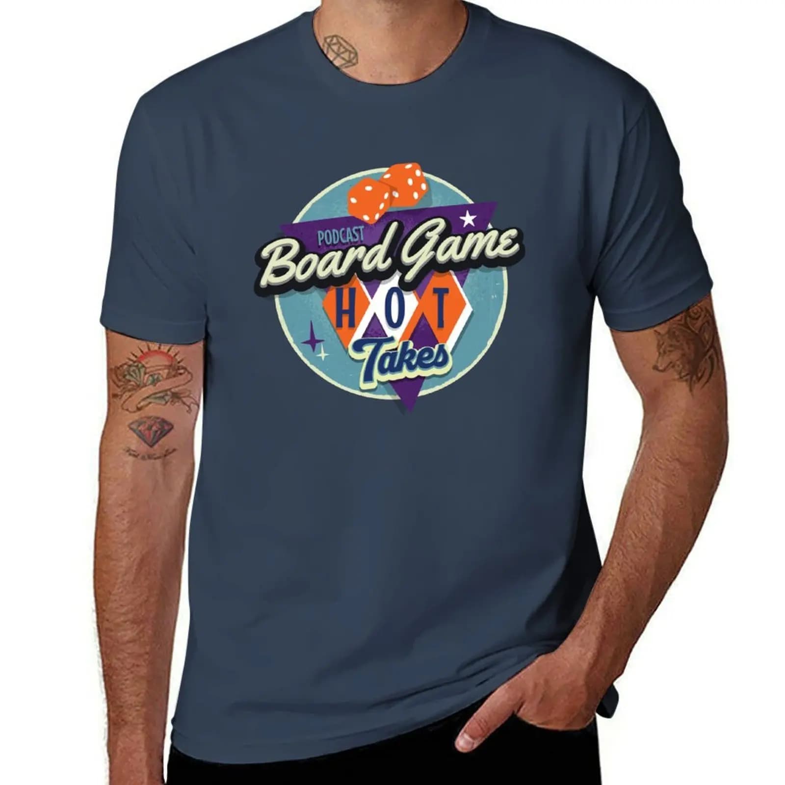 T-shirt con logo del podcast Board Game Hot Takes, t-shirt classica, basic, casual