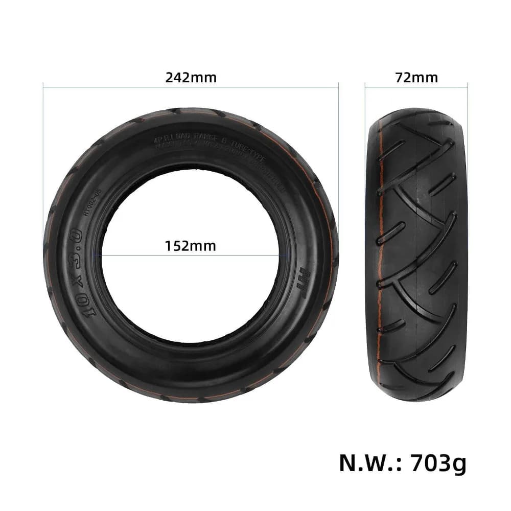 10 * 3.0 Outer Tire Suitable for KUGOO M4/M4PRO Electric Scooter, Original 10 Inch Widened Inflatable Tire Replacement Part