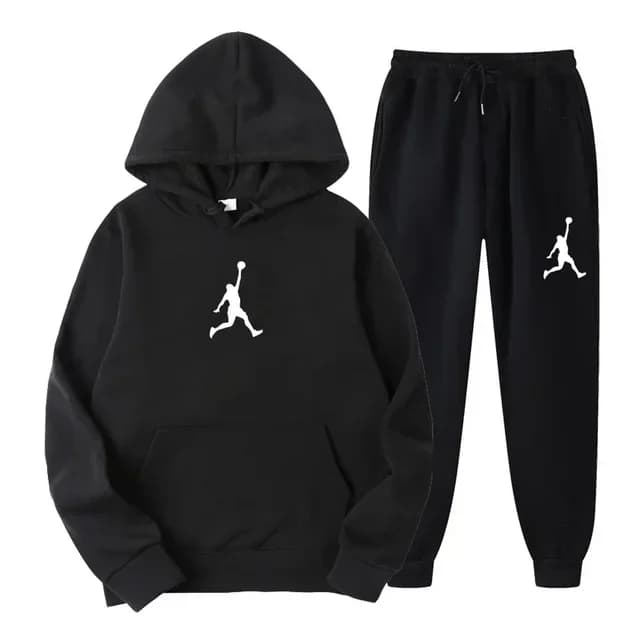 Felpa con cappuccio + pantaloni da uomo alla moda casual primaverili e autunnali in due pezzi, un nuovo set pullover da uomo da basket all'aperto