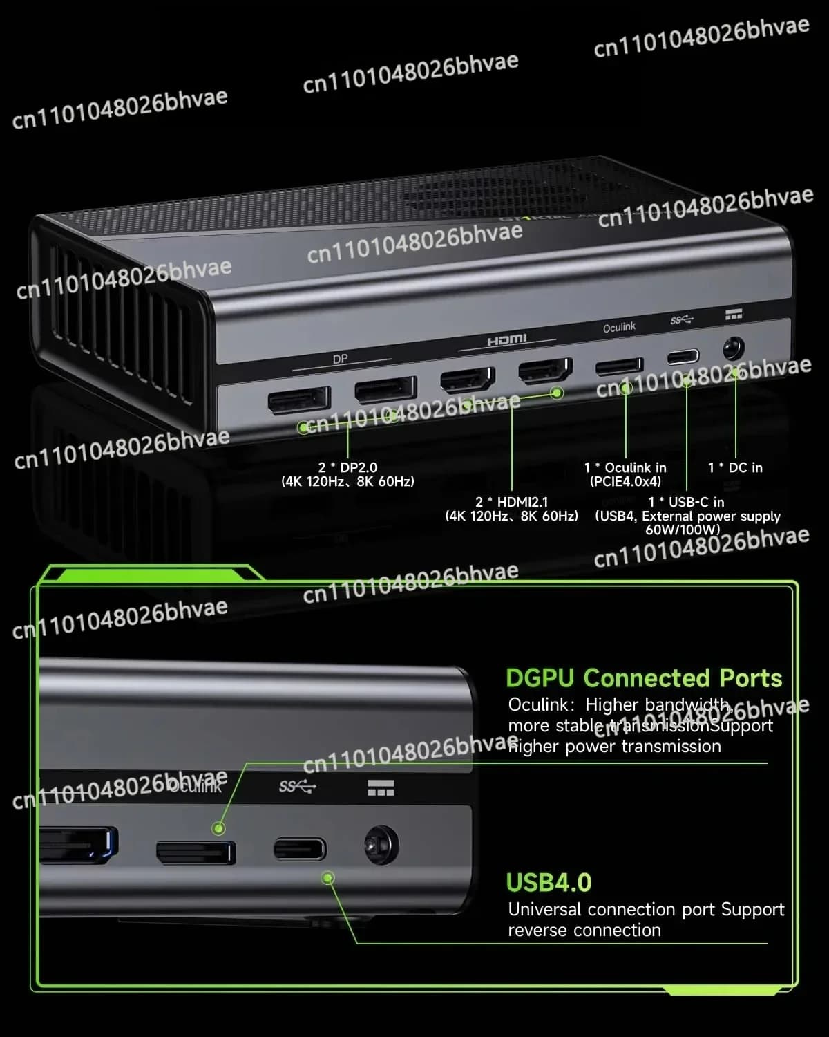 Scheda Grafica AD-GP1 AMD Radeon RX 7600M XT Oculink USB4 TYPE-C, Docking Station GPU Esterna Oculink eGPU