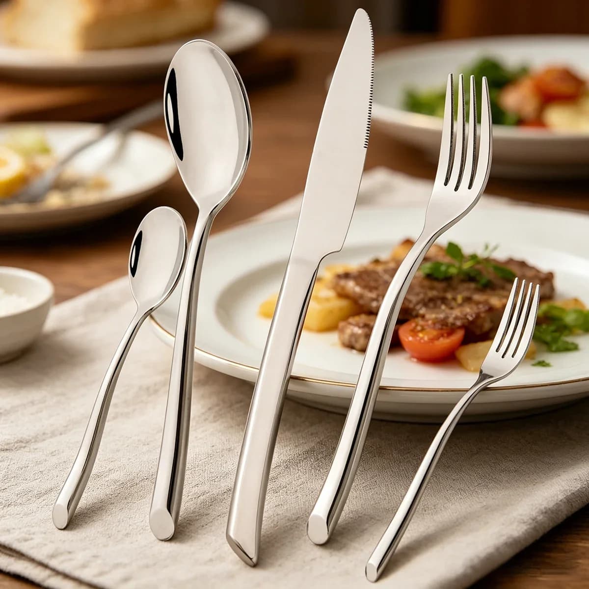 4/5pcs High-quality Western Dinnerware Set Steak Knife Fork Spoon Cutlery Set Stainless Steel Tableware Kitchen Party Flatware